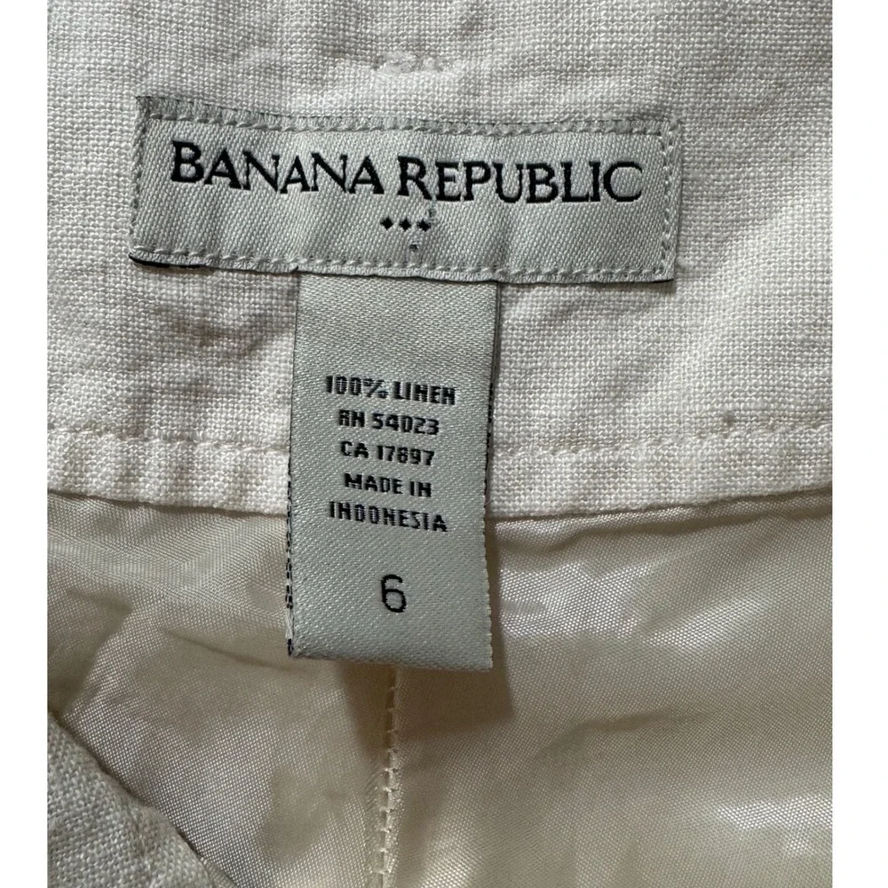 Banana Republic Womens Beige 100% Linen Wide Leg Patch Pocket Trousers Size 6